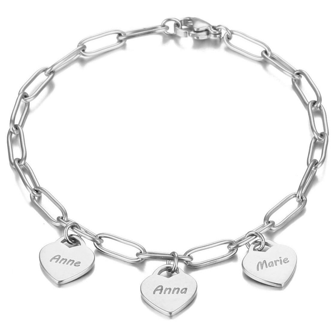 Bracelet avec pendentifs cœur personnalisés