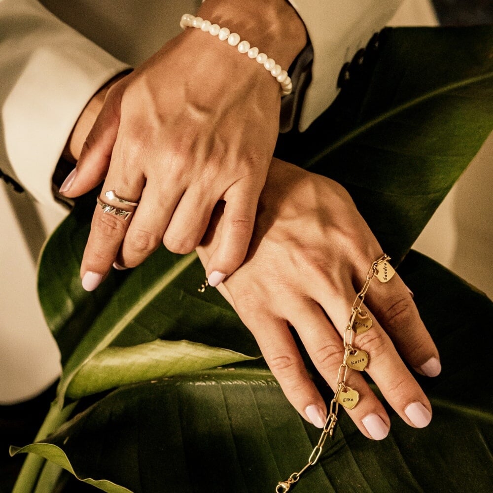 Bracelet avec pendentifs cœur personnalisés