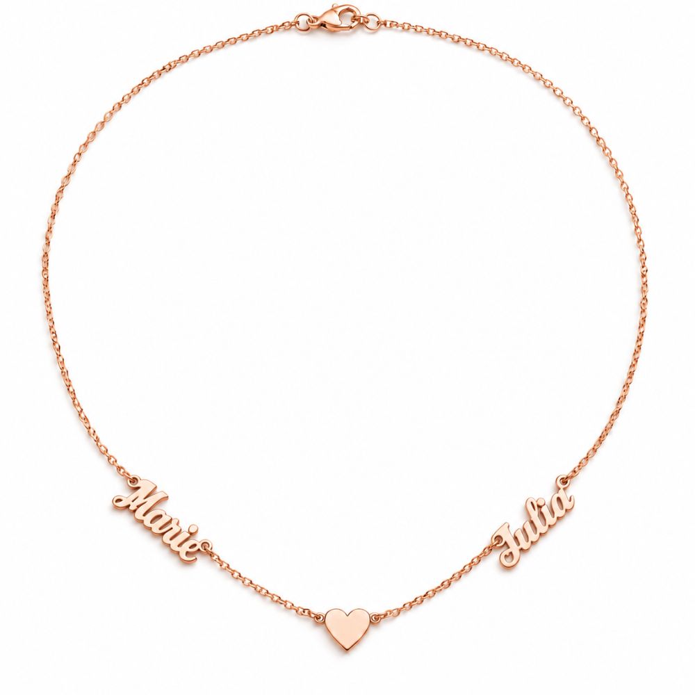 Collier cœur avec deux prénoms