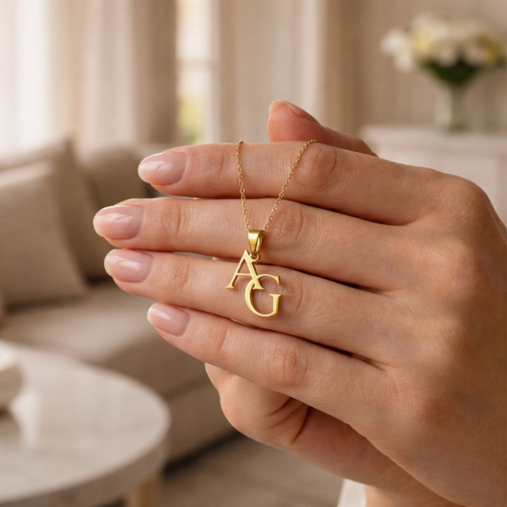 Collier monogramme personnalisé – Initiales entrelacées