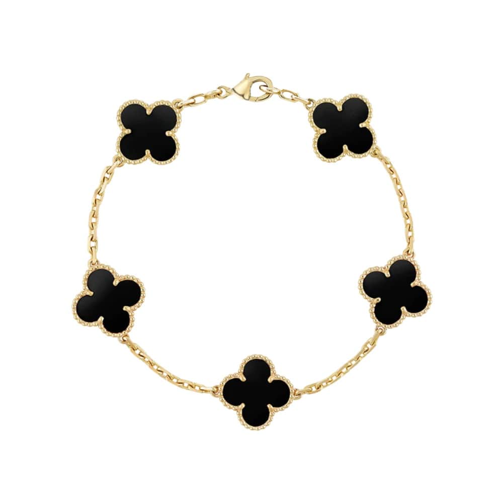 Klee Armband mit Gravur Bracelet Loanya Gold Schwarz