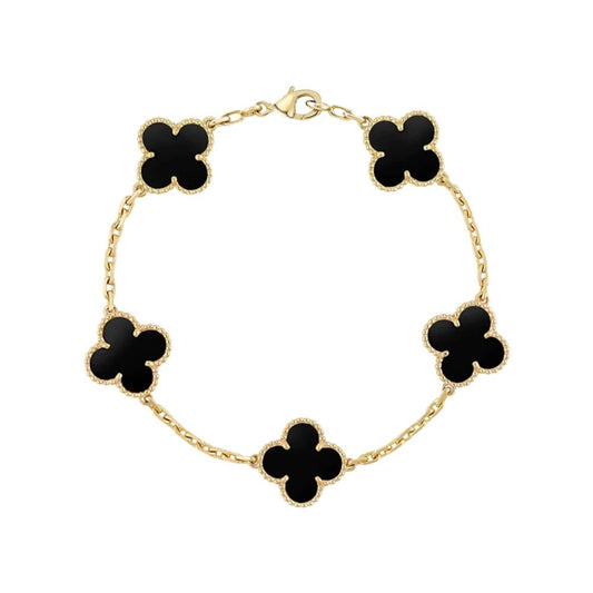 Klee Armband mit Gravur Bracelet Loanya Gold Schwarz