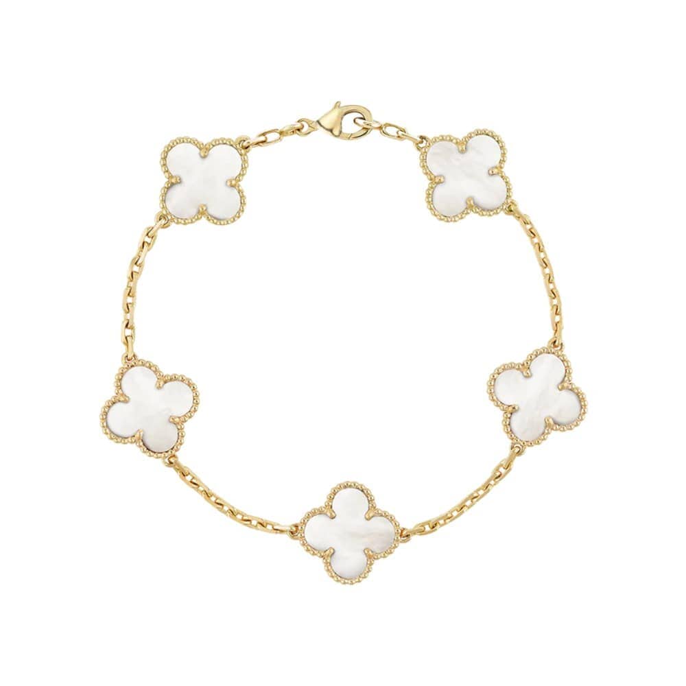 Klee Armband mit Gravur Bracelet Loanya Gold Weiß