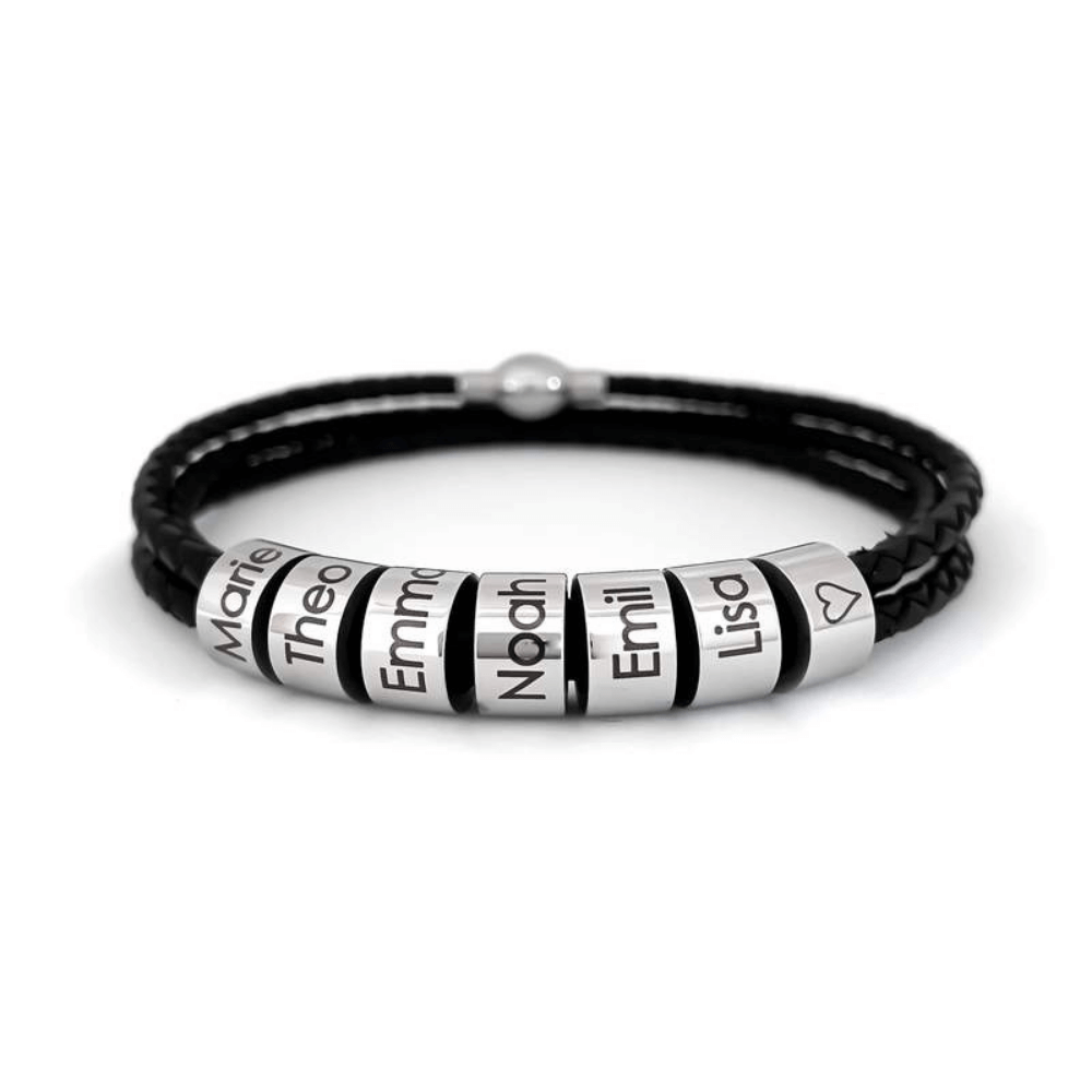 Bracelet en cuir pour homme avec perles personnalisées