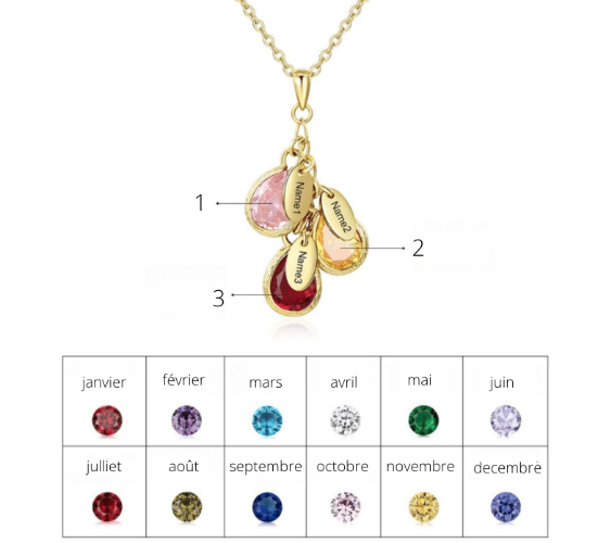 Collier personnalisé avec pierres de naissance