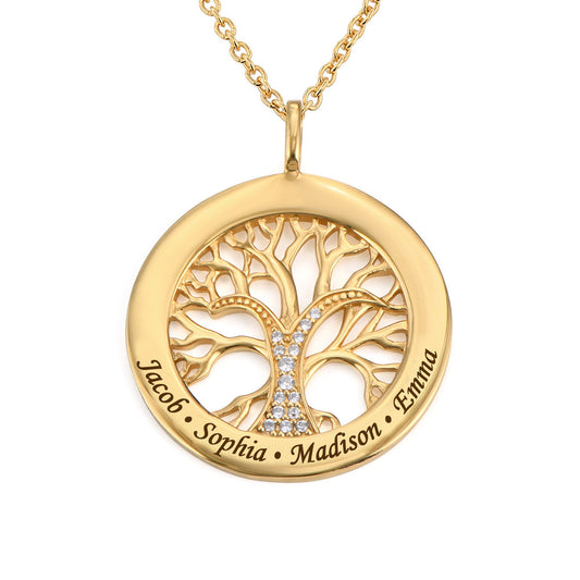Collier arbre de vie personnalisé avec pierres en zirconium