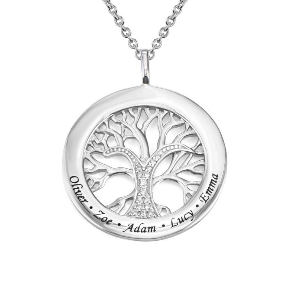 Collier arbre de vie personnalisé avec pierres en zirconium