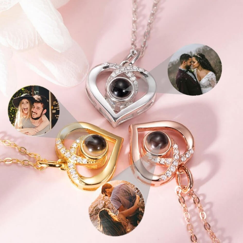 Collier de projection photo personnalisé avec zirconium