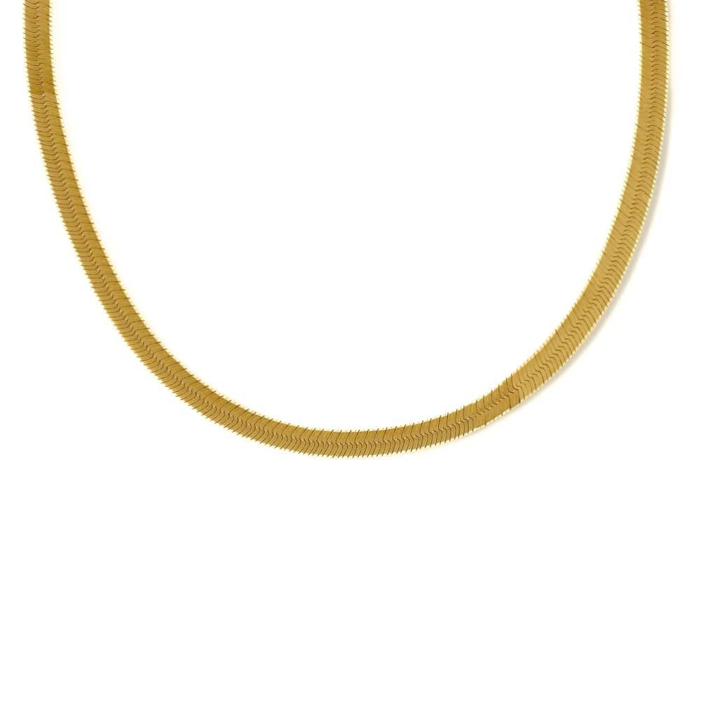 Breite Herringbone Halskette "5mm" mit 18-Karätiger Vergoldung Necklaces Loanya Gold 35 cm