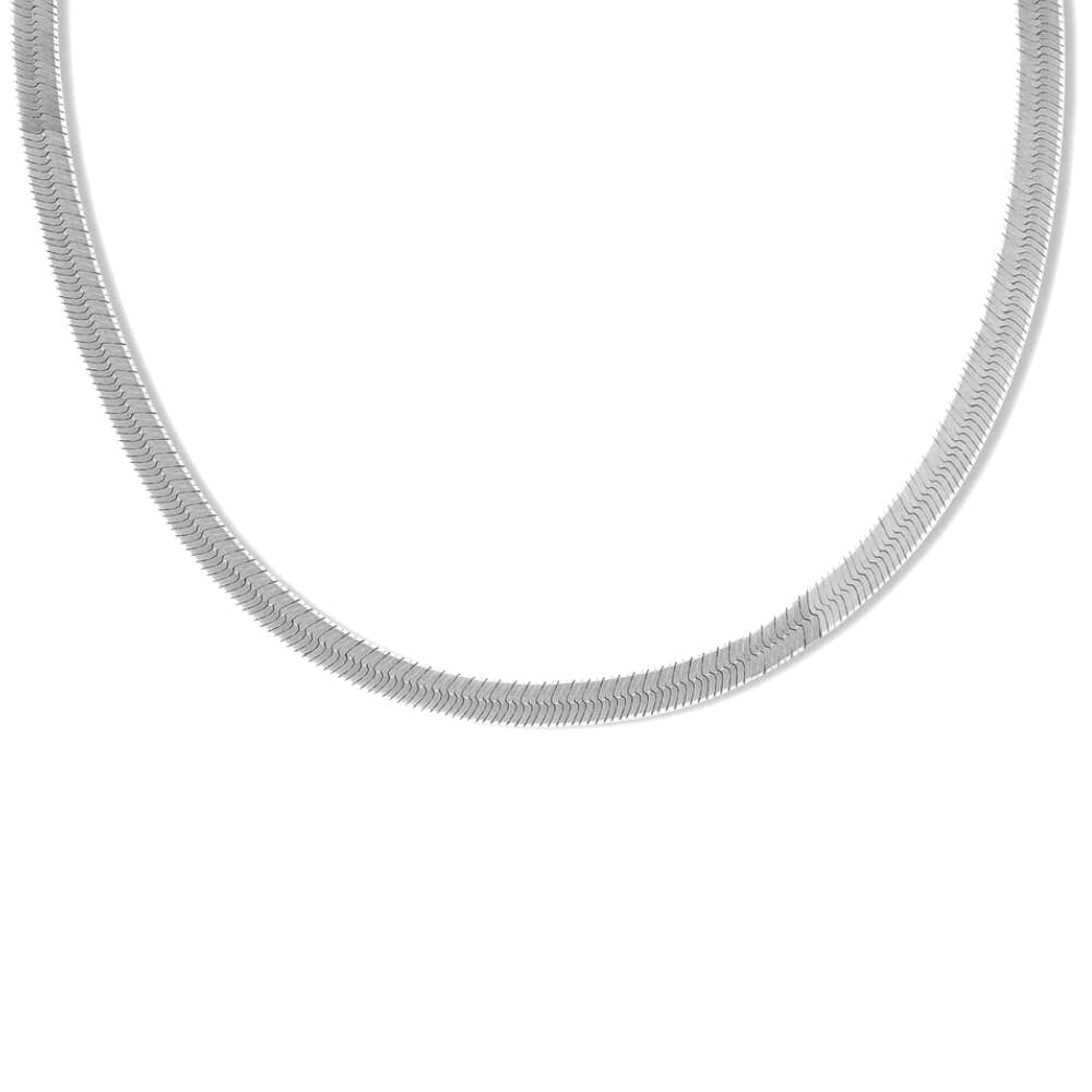 Breite Herringbone Halskette "5mm" mit 18-Karätiger Vergoldung Necklaces Loanya Silber 35 cm