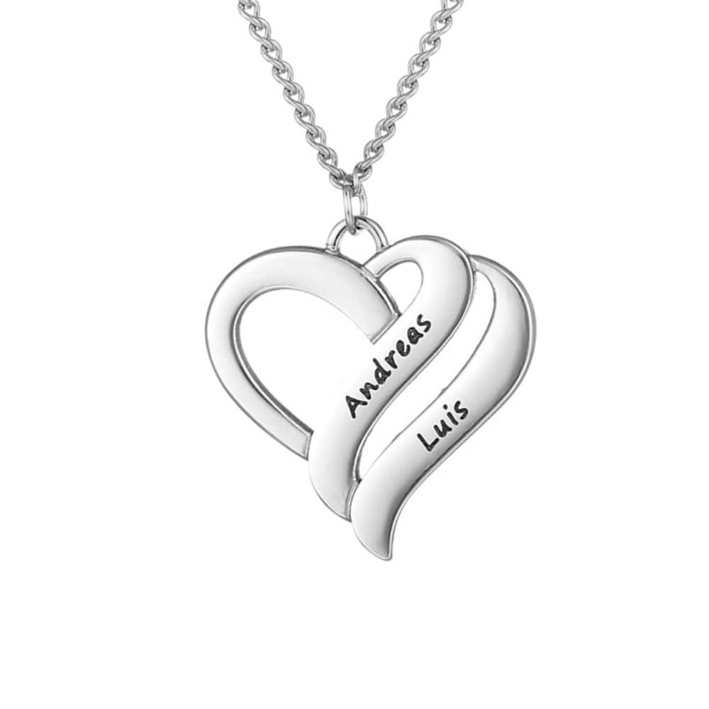 Halskette mit vereinten Herzen Necklaces Loanya Silber 40 - 45 cm