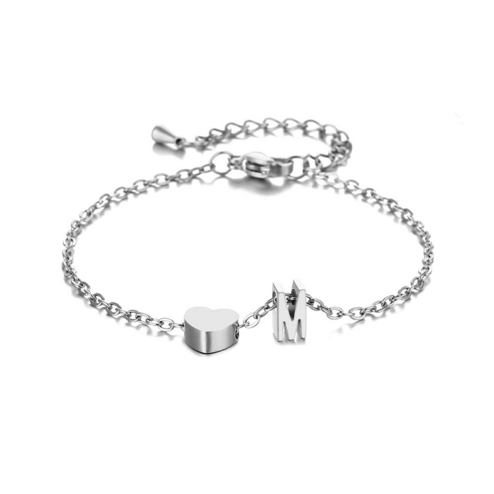 LOANYA Armband mit Herz und Buchstabe Loanya