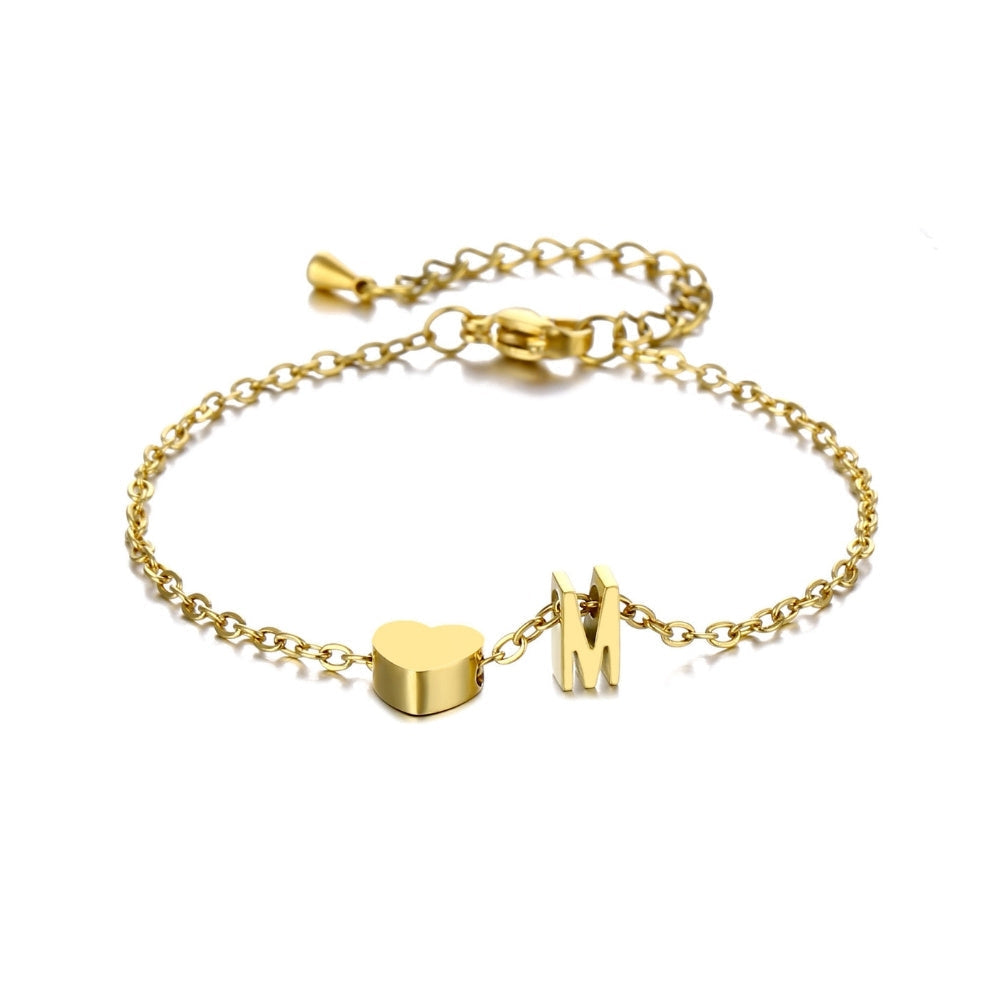 LOANYA Armband mit Herz und Buchstabe Loanya Gold A