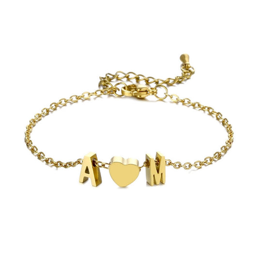 LOANYA Armband mit Herz und zwei Buchstaben Loanya Gold