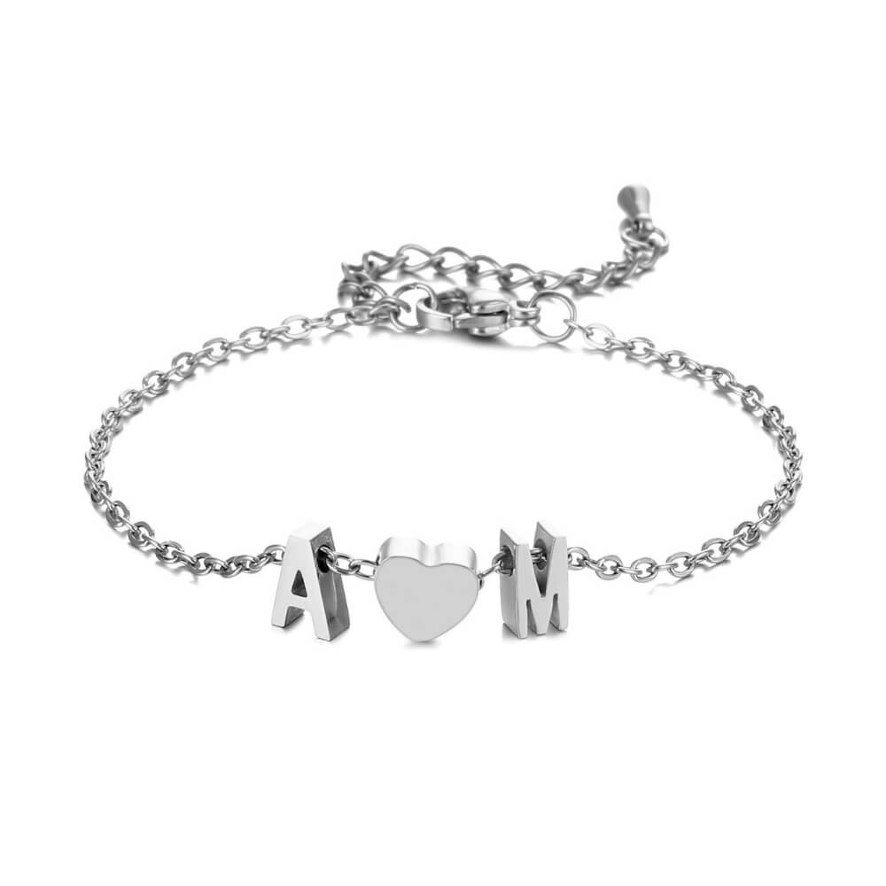 LOANYA Armband mit Herz und zwei Buchstaben Loanya Silber