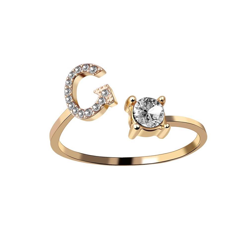 LOANYA Buchstaben Ring Zirkonia Loanya G