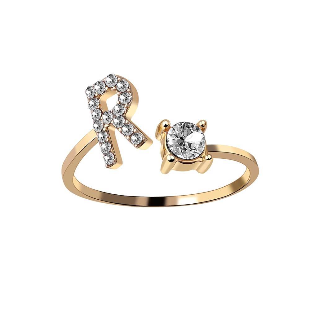 LOANYA Buchstaben Ring Zirkonia Loanya R