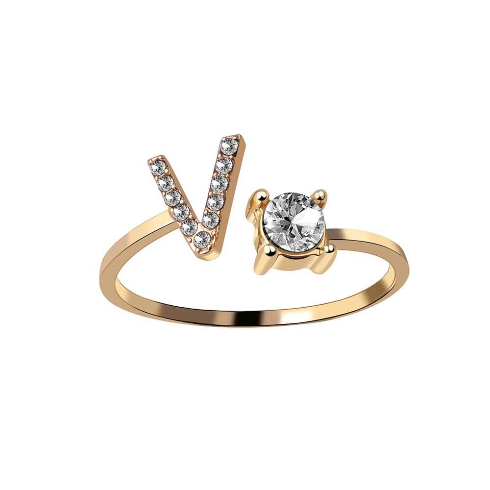 LOANYA Buchstaben Ring Zirkonia Loanya V