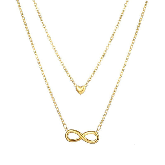 LOANYA Doppel Halskette mit Herz und Unendlichkeitszeichen Loanya Gold 40 cm