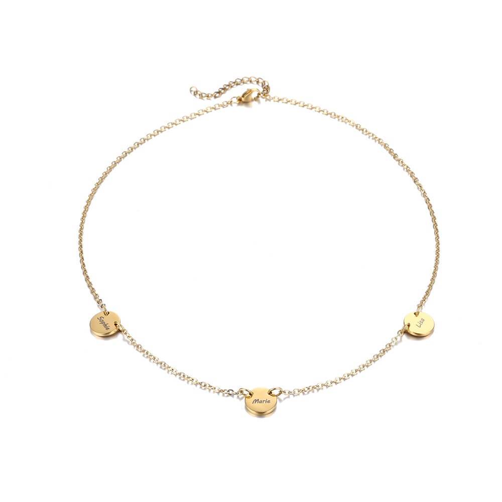 LOANYA Halskette mit drei personalisierten Coins Loanya Gold 40 cm