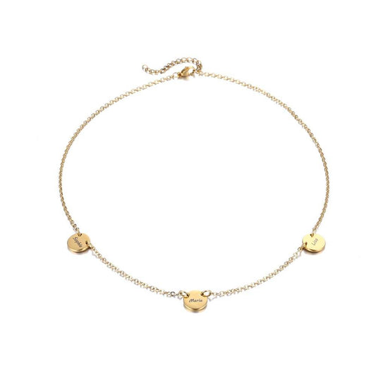 LOANYA Halskette mit drei personalisierten Coins Loanya Gold 40 cm
