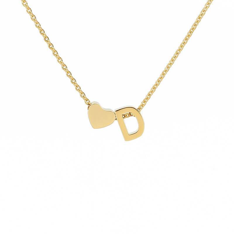LOANYA Halskette mit kleinem Herz und einem Buchstaben Loanya Gold D