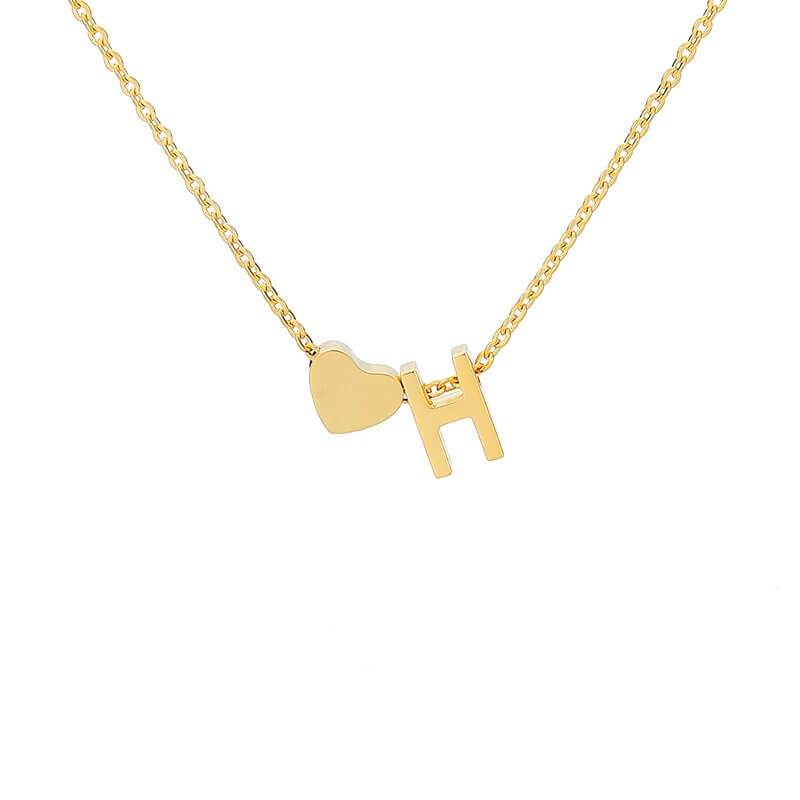 LOANYA Halskette mit kleinem Herz und einem Buchstaben Loanya Gold H
