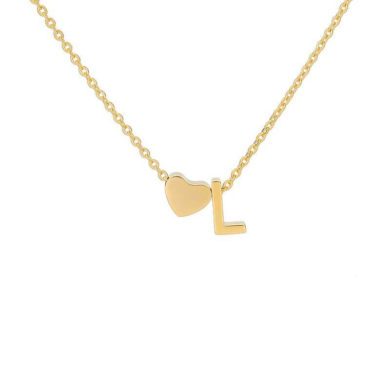 LOANYA Halskette mit kleinem Herz und einem Buchstaben Loanya Gold L