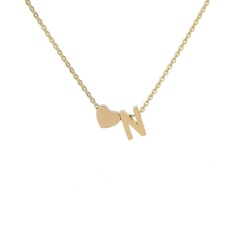 LOANYA Halskette mit kleinem Herz und einem Buchstaben Loanya Gold N