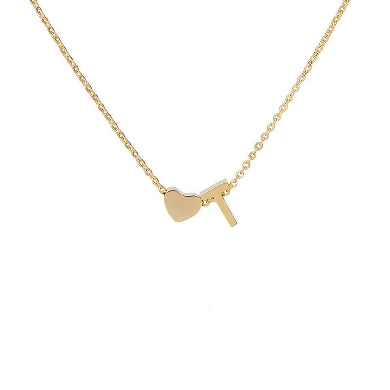 LOANYA Halskette mit kleinem Herz und einem Buchstaben Loanya Gold T