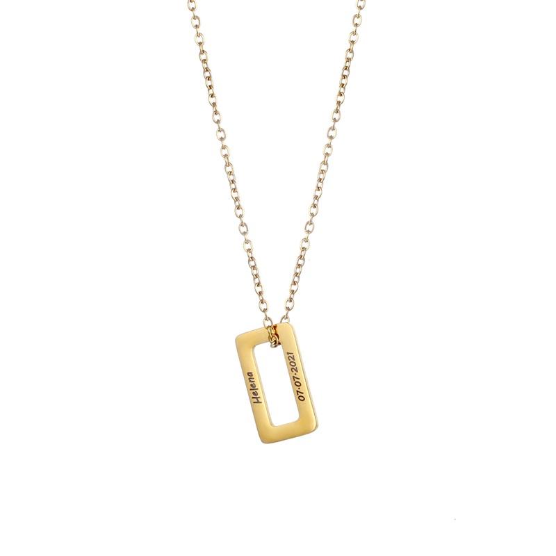 LOANYA Halskette mit personalisiertem Rechteck Loanya Gold 40 cm