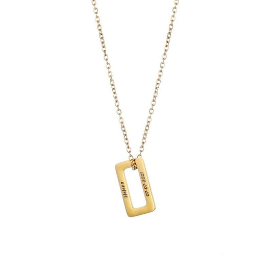 LOANYA Halskette mit personalisiertem Rechteck Loanya Gold 40 cm