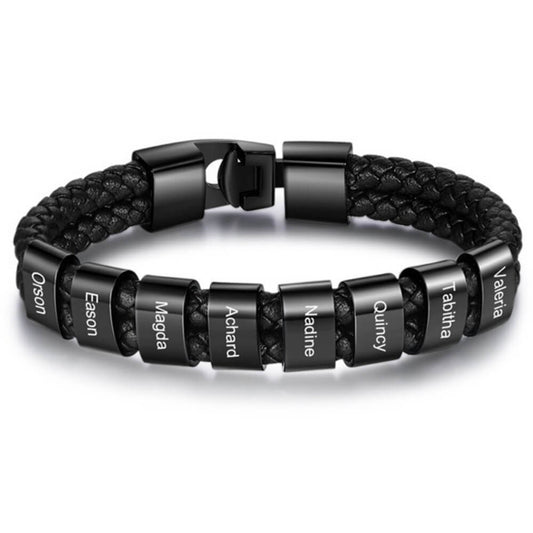LOANYA Herrenarmband mit gravierten Beads Loanya