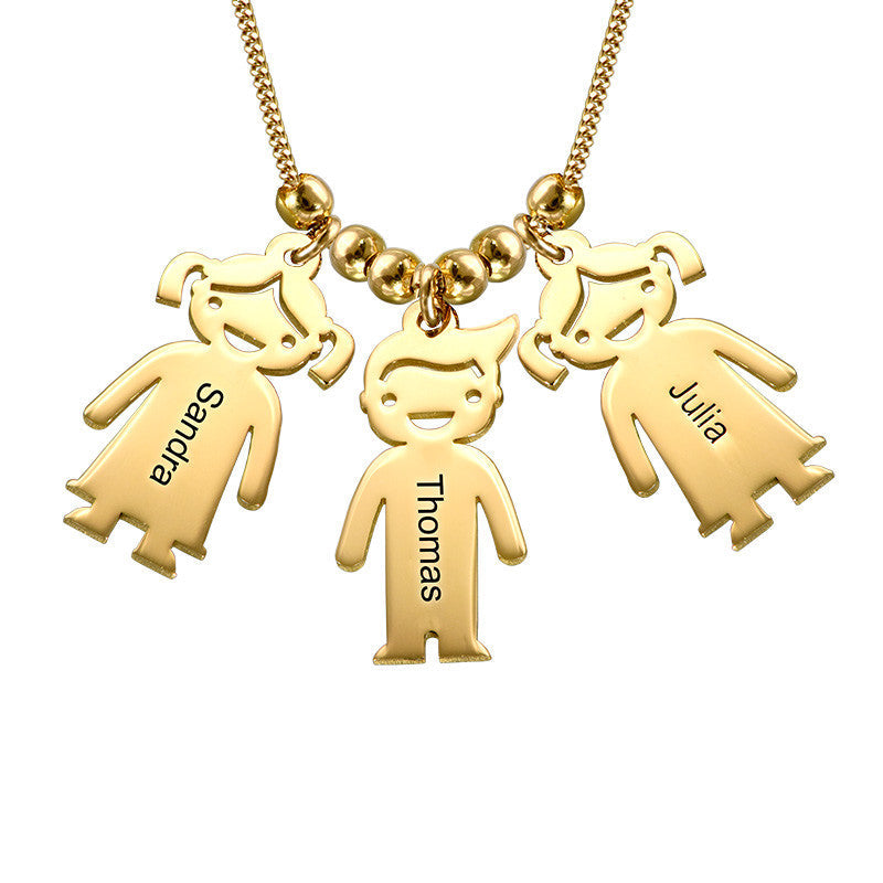 LOANYA Mutter Halskette mit personalisierten Kinder Anhängern Loanya Gold 3 40