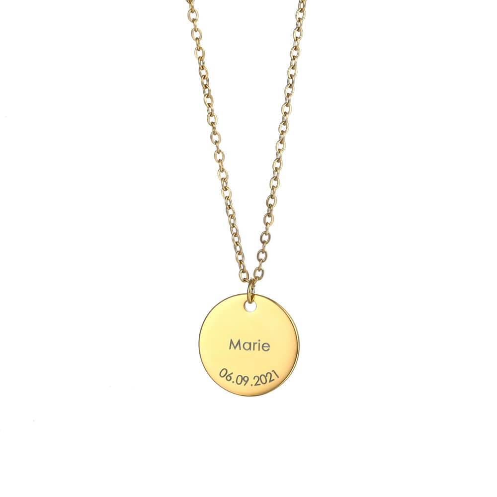 LOANYA personalisierbare runde Plättchenkette Loanya 40 cm Gold