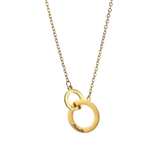 LOANYA Personalisierte Halskette mit verschlungenen Ringen Loanya Gold 40 cm
