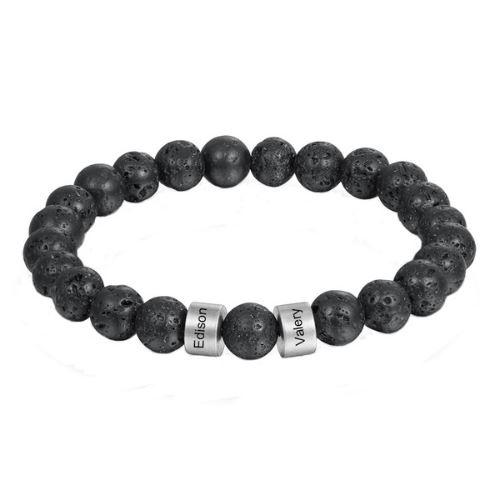 LOANYA personalisiertes Armband aus Lavagestein Loanya Schwarz 19 cm