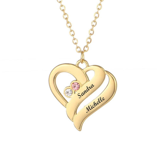 LOANYA vereinte Herzen mit Geburtssteinen Necklaces Loanya