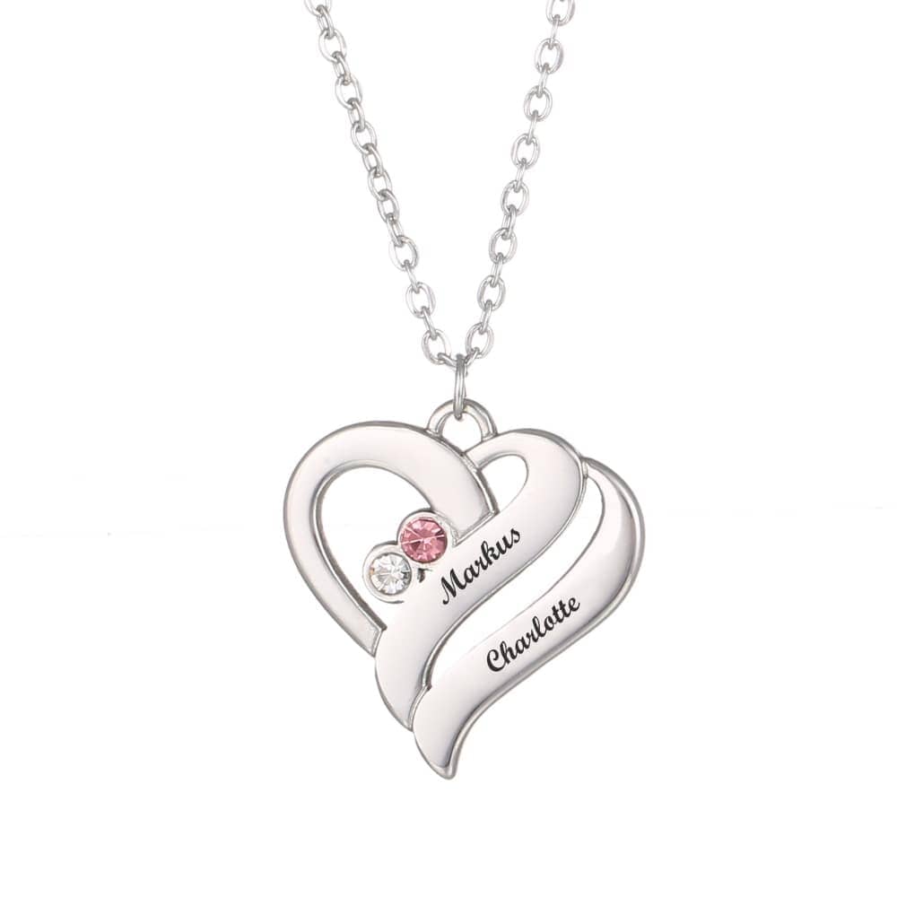 LOANYA vereinte Herzen mit Geburtssteinen Necklaces Loanya