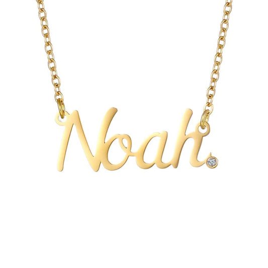 Namenskette mit Zirkonia Stein Necklaces Loanya Gold 40 cm