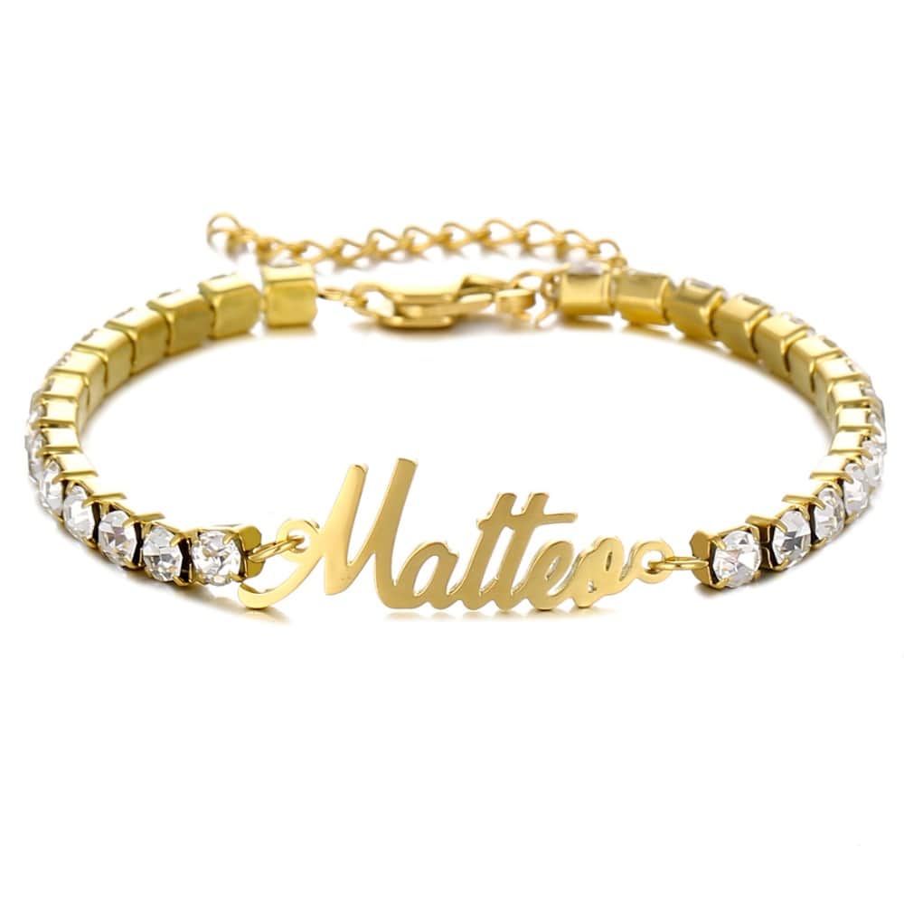 Tennisarmband mit Gravur Bracelet Loanya Gold