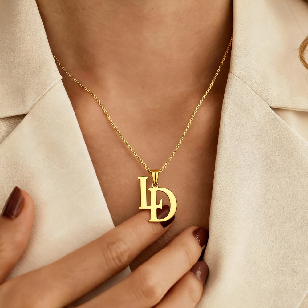 Collier monogramme personnalisé – Initiales entrelacées