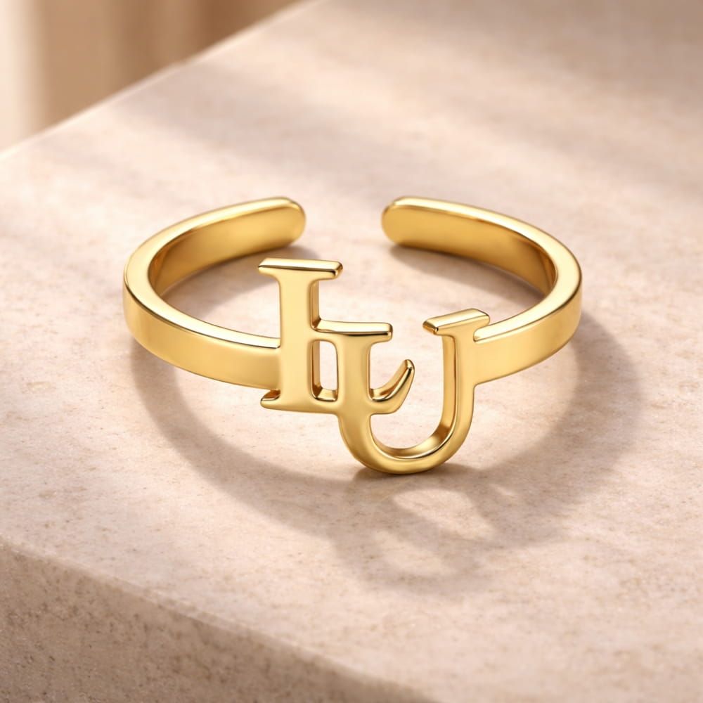 Bague à initiales entrelacées – Monogramme personnalisé