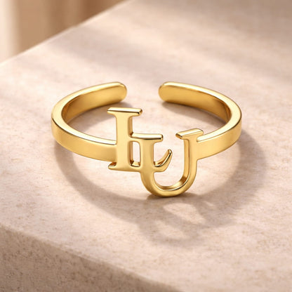 Bague à initiales entrelacées – Monogramme personnalisé