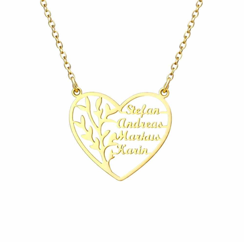 Collier Cœur Familial Arbre de Vie