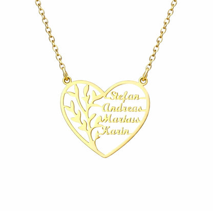 Collier Cœur Familial Arbre de Vie