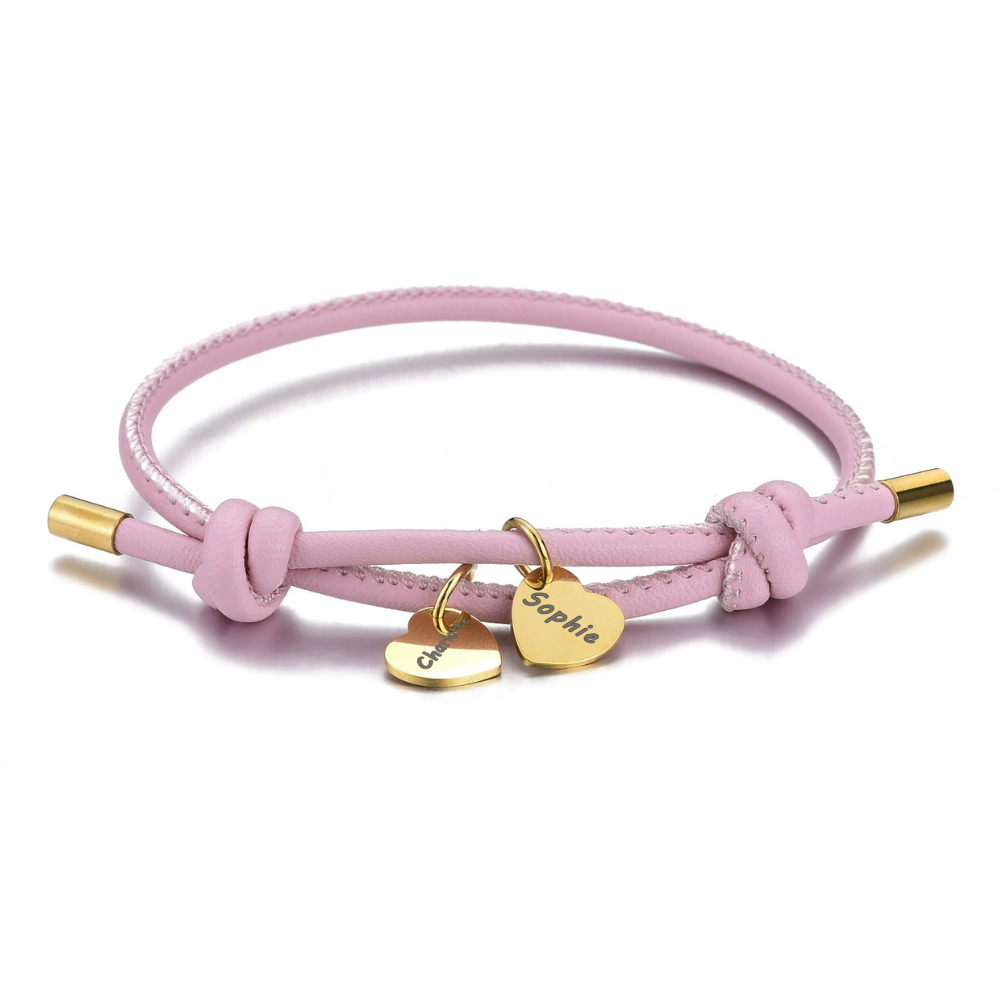 Bracelet en cuir végan avec Pendentifs Cœur