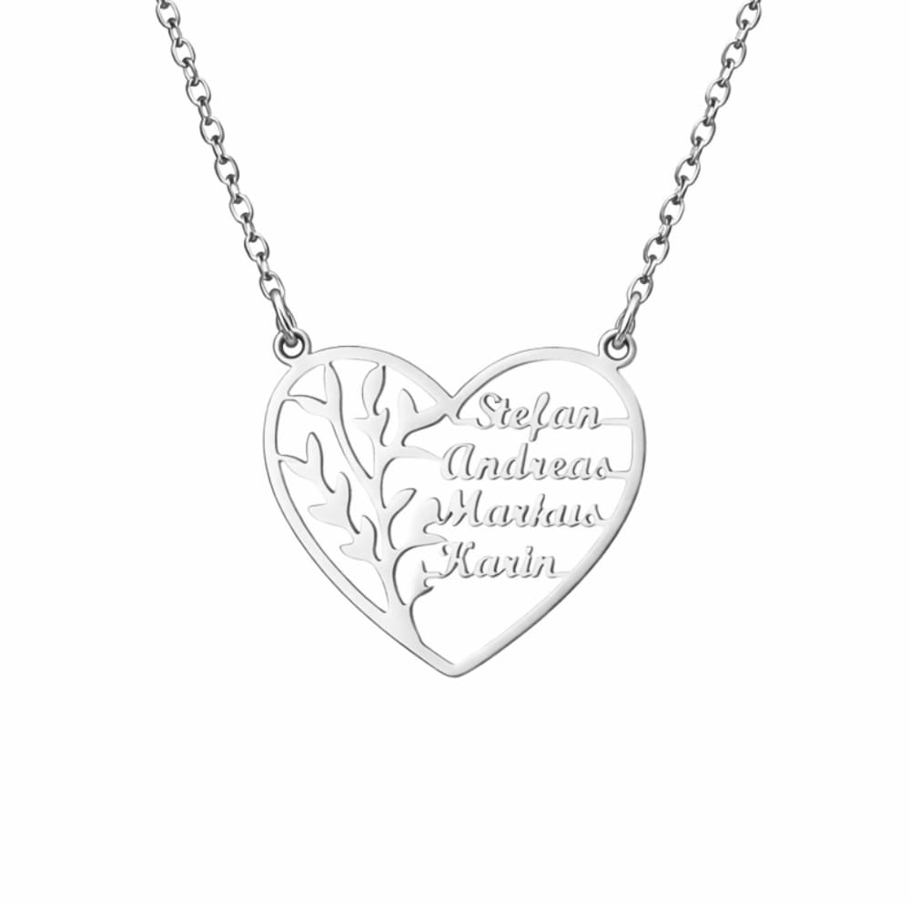 Collier Cœur Familial Arbre de Vie