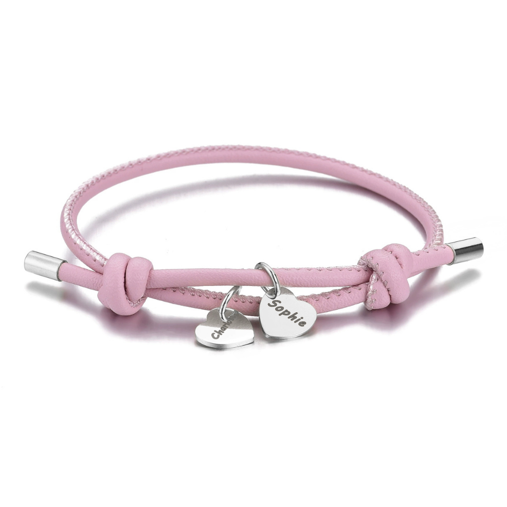 Bracelet en cuir végan avec Pendentifs Cœur