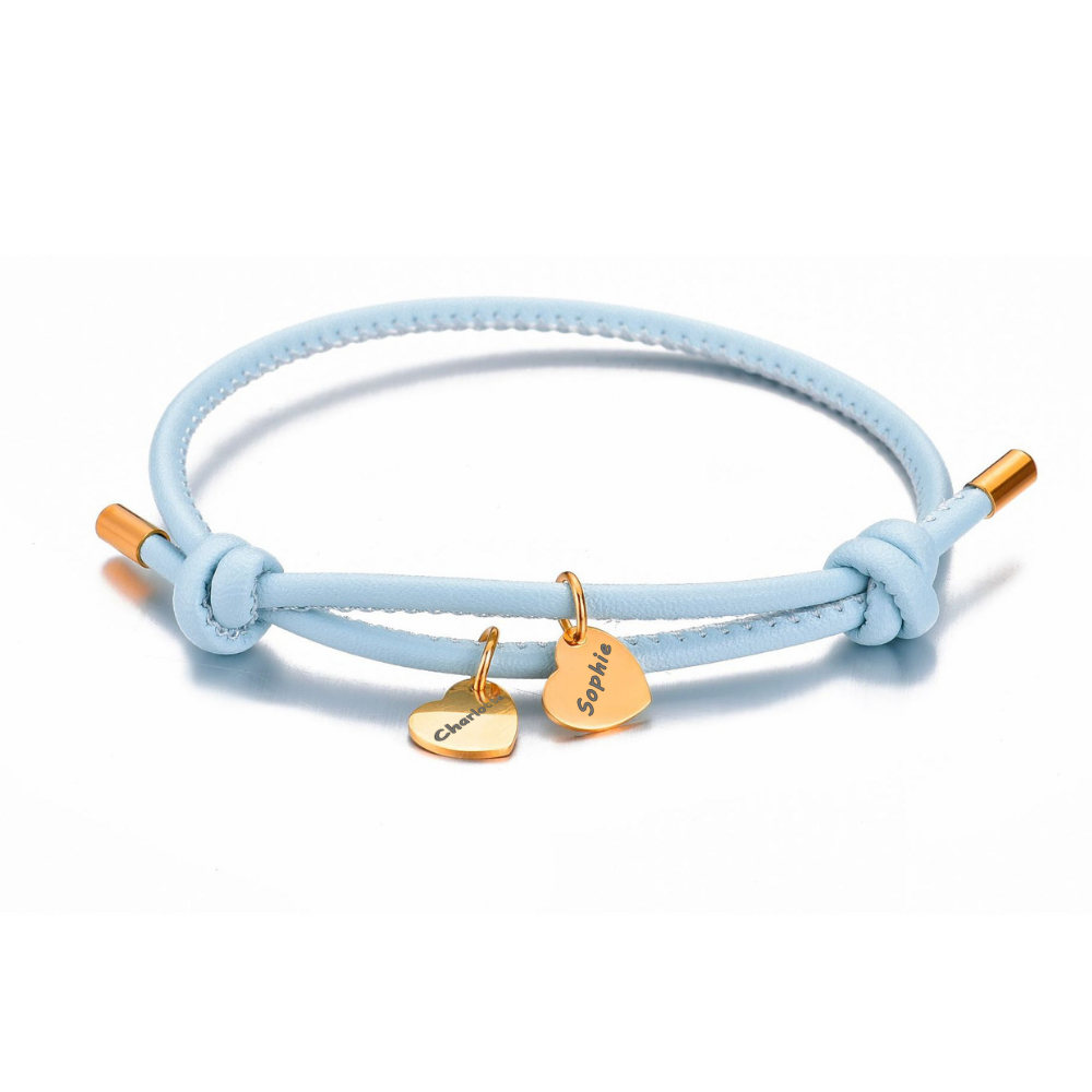 Bracelet en cuir végan avec Pendentifs Cœur